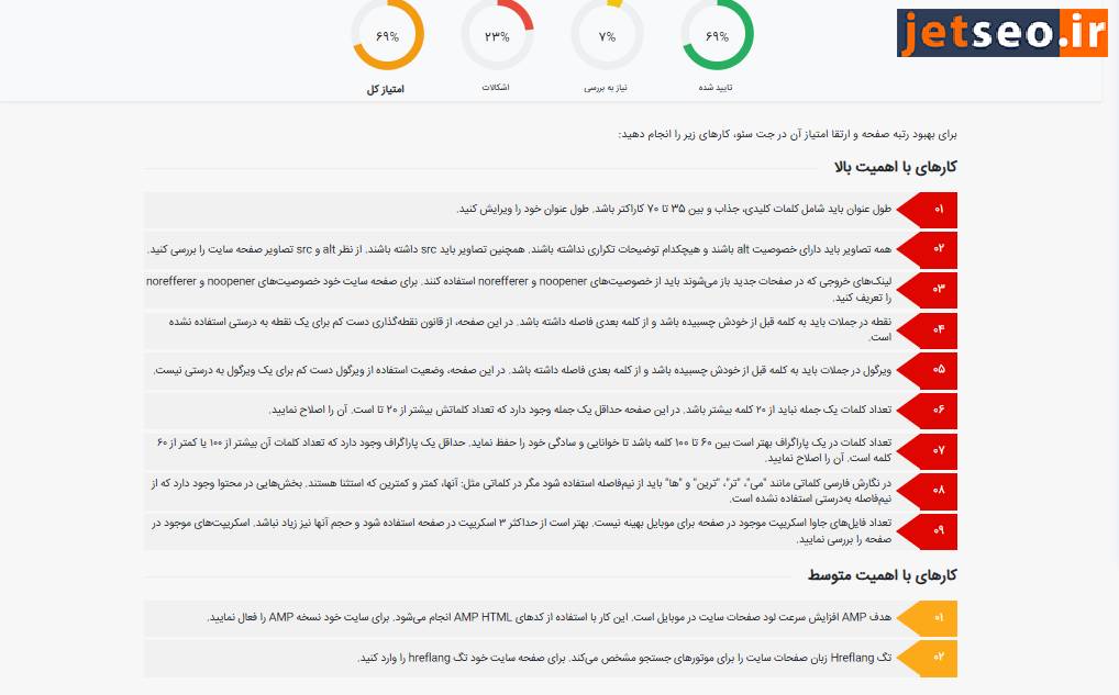 ابزار جت سئو برای آنالیز صفحه